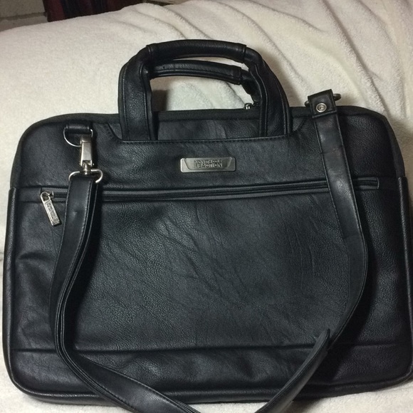 kenneth cole reaction manhattan leather single gusset laptop briefcase